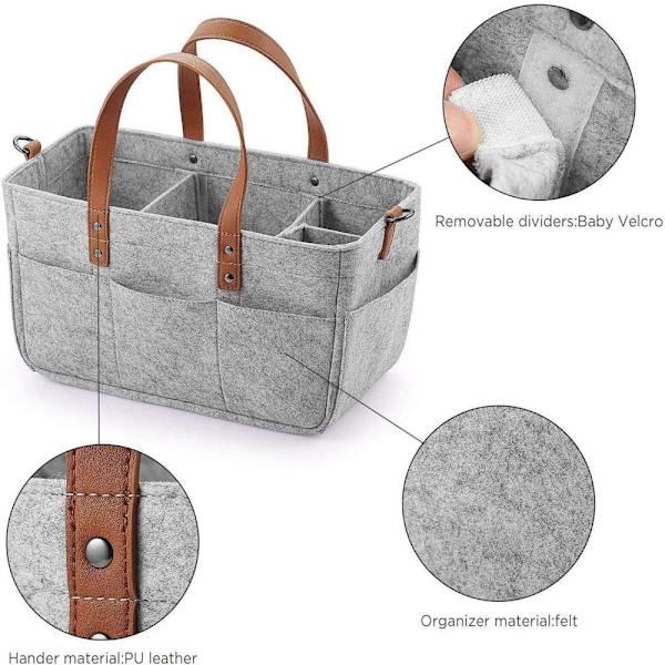 Babyble Organizer Basket Tote Bag LYS GRÅ S light grey S