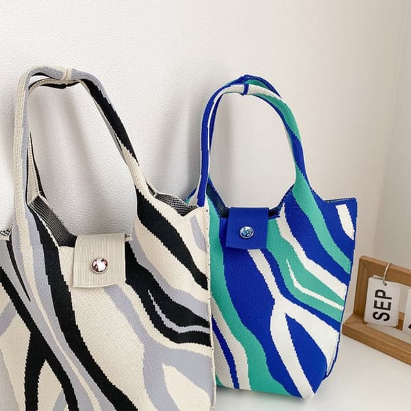 Knit Handbag Kangaskassi SININEN blue