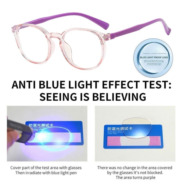 Børne Anti-Blue Light Briller Runde Briller LILLA Purple