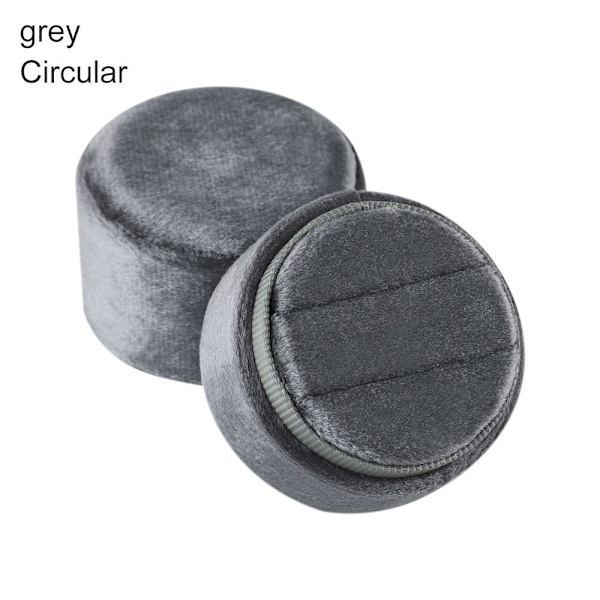 Sammetssmyckeskrin Dubbelring Förvaringslåda GRÅ CIRKULÄR grey Circular-Circular