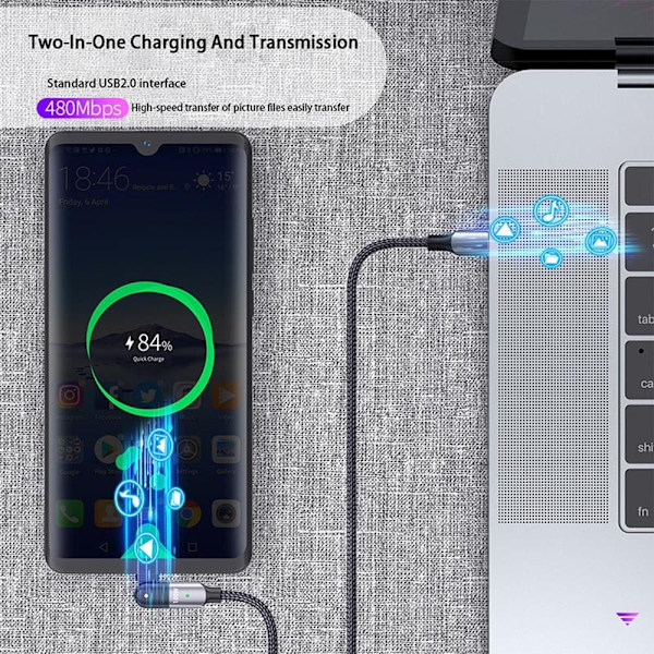 USB C til Type-C kabel PD 100W 2M 2m