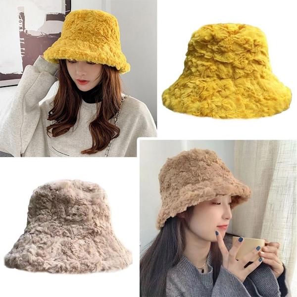 Plysch Bucket Hat Fisherman Cap LILA Purple