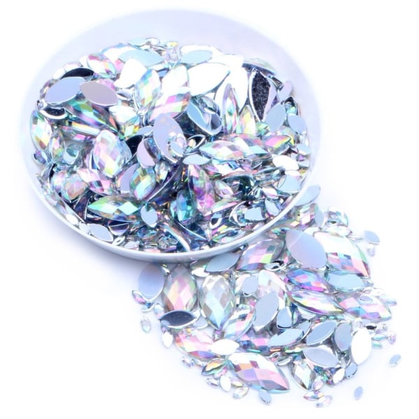 3x6 mm 1000 st Glitter Facetter Rhinestone Flatback Applique SILVER silver