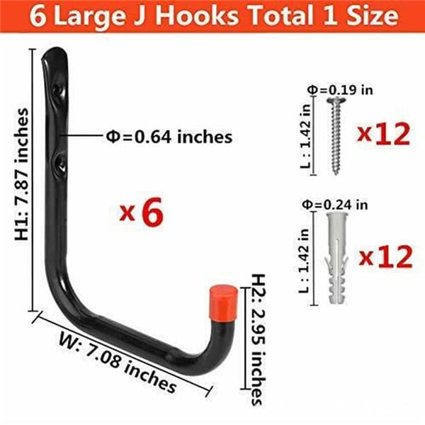 6 kpl Heavy Duty autotallikoukut Varastokoukku seinäkiinnityskoukut 6pcs