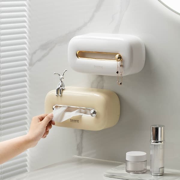 Væghængende Tissue Box Tissue Holder Opbevaring HVID White