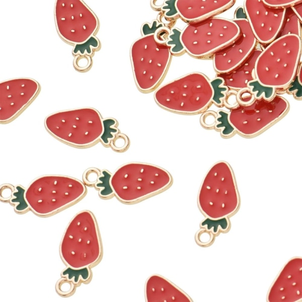Strawberry Emalje Charms gullbelagte fargede anheng legering