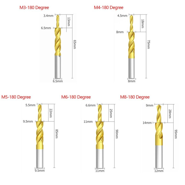 Avgrading Drill Spiralbor M5-180 GRADER M5-180 GRADER M5-180 Degree