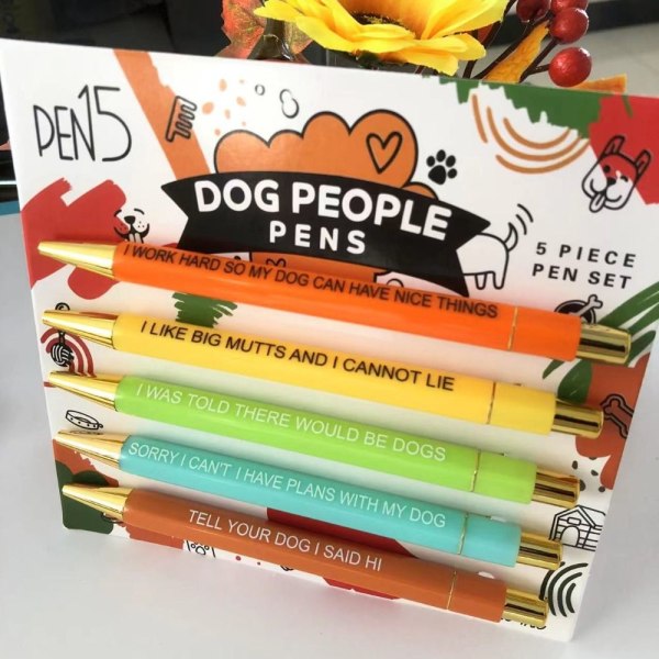 5kpl Funny Pens Set Kuulakärkikynät DOG PEOPLE DOG PEOPLE Dog People