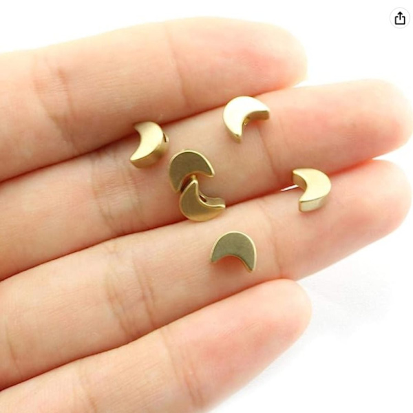 Guldpläterad metall Moon Beads Spacer Bead Mässing Lösa pärlor