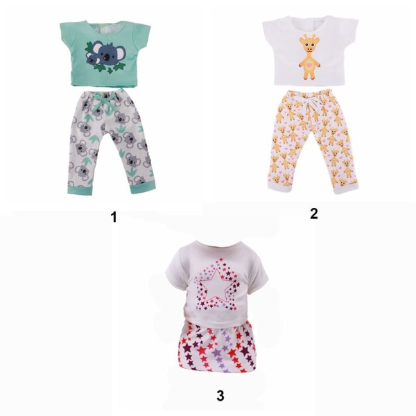 2ST/ Set Doll Pyjamas Skjorta Byxor 4 4 4