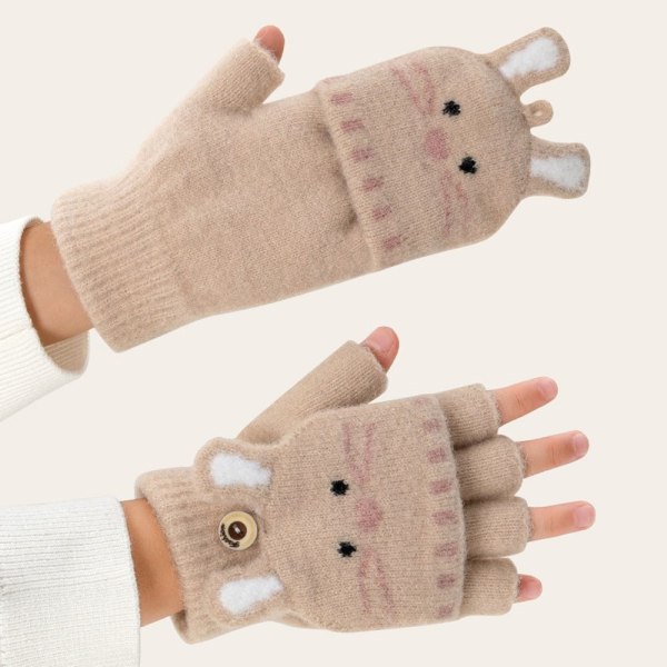 Varme hansker Half Finger Flip Glove BEIGE beige