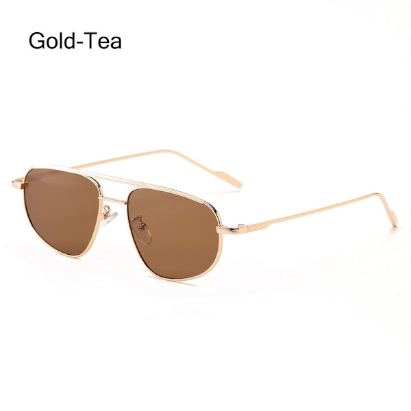 Retro solglasögon för kvinnor Irregular Square Frame GOLD-TEA Gold-Tea