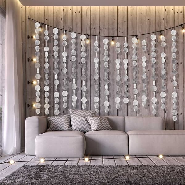Capiz-kuoret reikillä Shell Wind Chimes pyöreät kuoret
