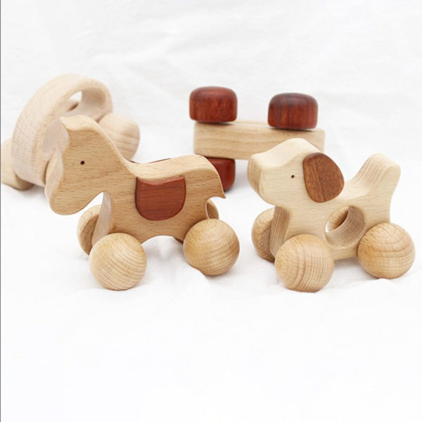 Bil Montessori leketøy trebil 4 4 4
