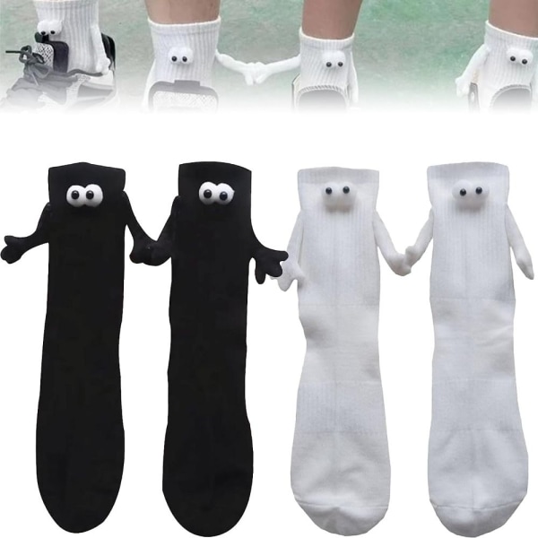 Magnetiske håndholdte sokker Par holder hænder Sok HVID White with Magnetic-with Magnetic