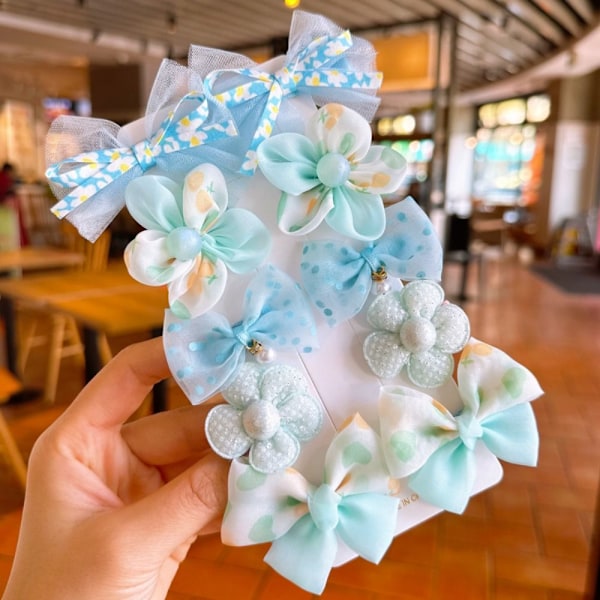 10 kpl Bow Hair Clip Flower -hiusklipsi SININEN blue