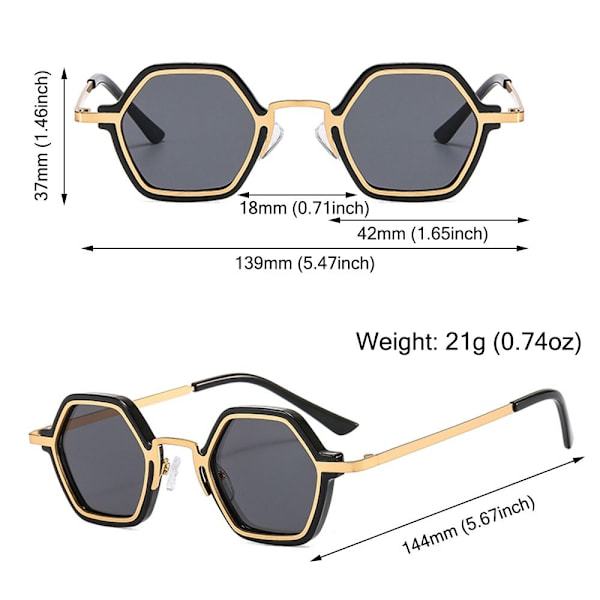 Små polygonale solbriller Punk Shades SORT LEOPARD-GRÅ SORT Black Leopard-Grey