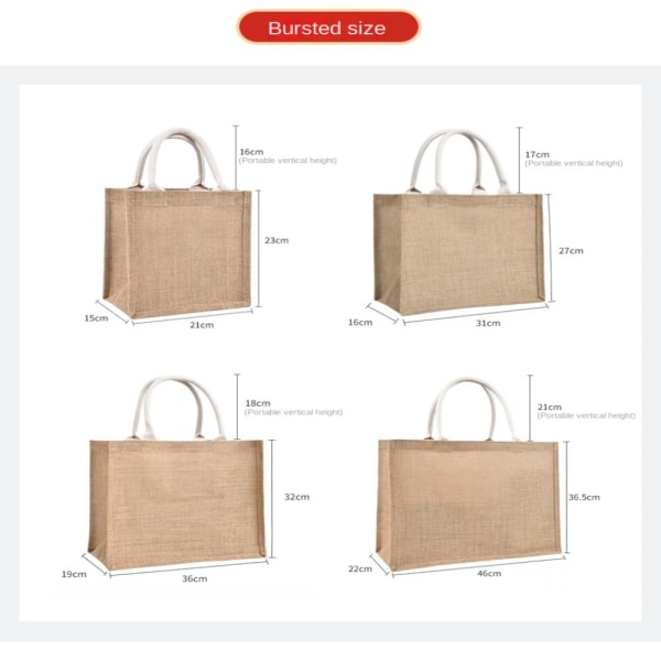 Kvinner Linveske Burlap Tote Bags 31X27X16CM 31x27x16cm