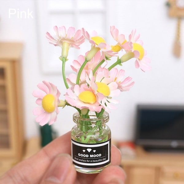 Nukkekodin huonekalut Mini Green Plant PINK Pink