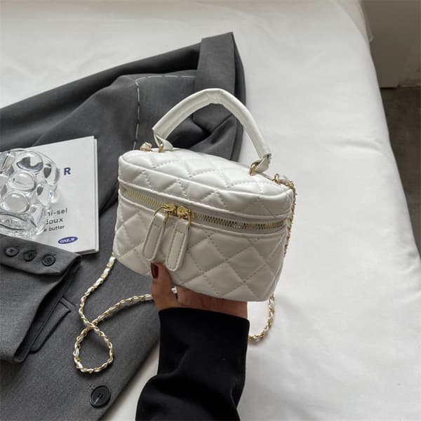 Plaid Chain Bag Mini Diamond Bag HVIT White
