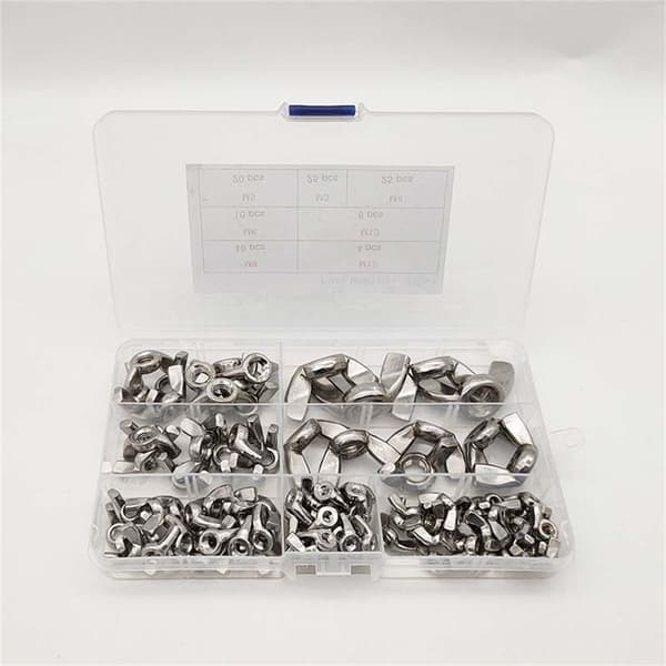 100 STK vingemøtrikker Assorted Kit Fasteners Dele