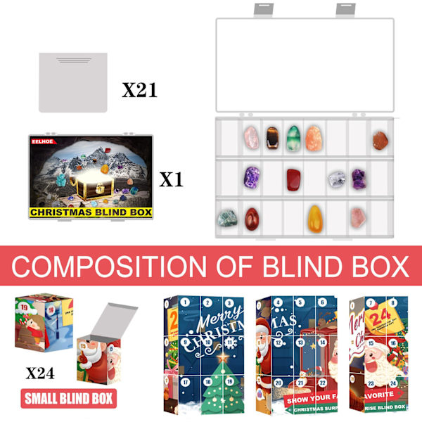 Adventskalender Kristallsten Julnedräkning Blind Box