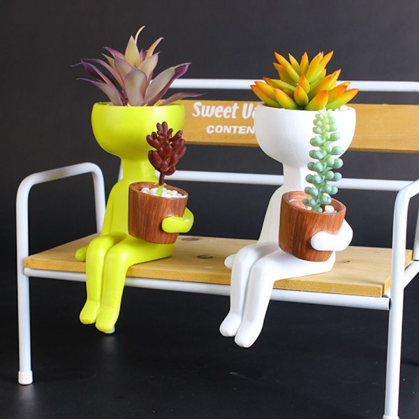 Cactus Planter muotokuva Veistos Kukkaruukku MUSTA 2 2 Black 2-2