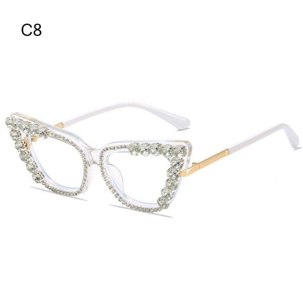 Kvinders Rhinestone Cat Eye Clear Lens Briller Damebriller C8