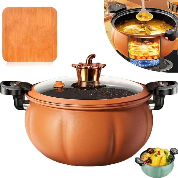 8L Pumpkin Micro Pressure Pot Non Stick Pan ORANGE orange