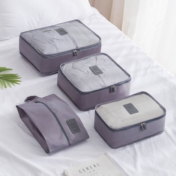 Reiseoppbevaringsposer 7 stk Sett GRÅ 6 STK 6 STK Grey 6 Pcs-6 Pcs