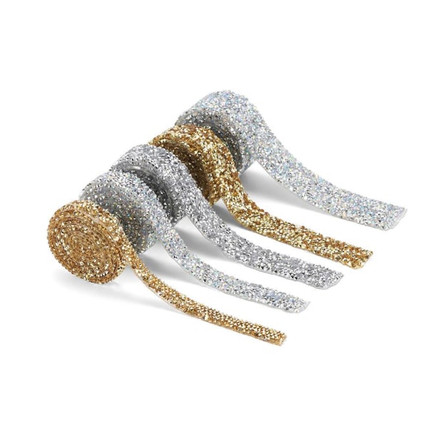 Rhinestone Trim Krystal Tape GULD 10MM BREDDE 10MM BREDDE gold 10mm width-10mm width