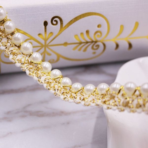 Handsydd Pearl Pearl Braid Spetsband 4 4