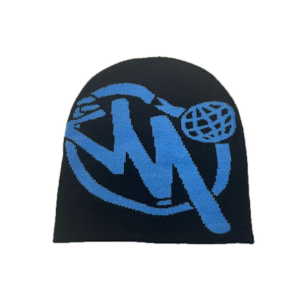 Knitting Cap Hat Pipo Bonnet MUSTA&SININEN black&blue
