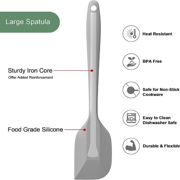4 stk Silikonespatelsæt Fleksibel skraber GRÅ grey