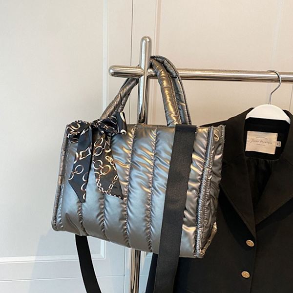 Quiltade tygväskor Messenger Axelväska SILVER silver