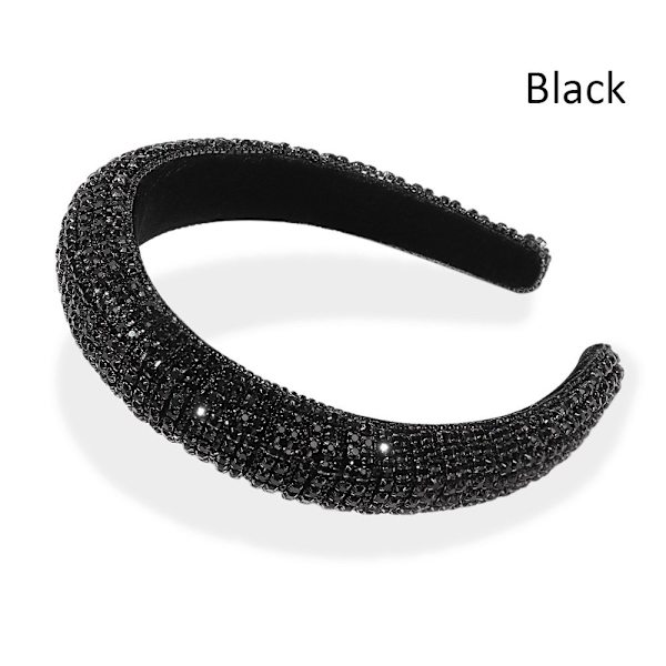 Rhinestone Pearl Haiband Wedding Headdress Full Crystal SVART black