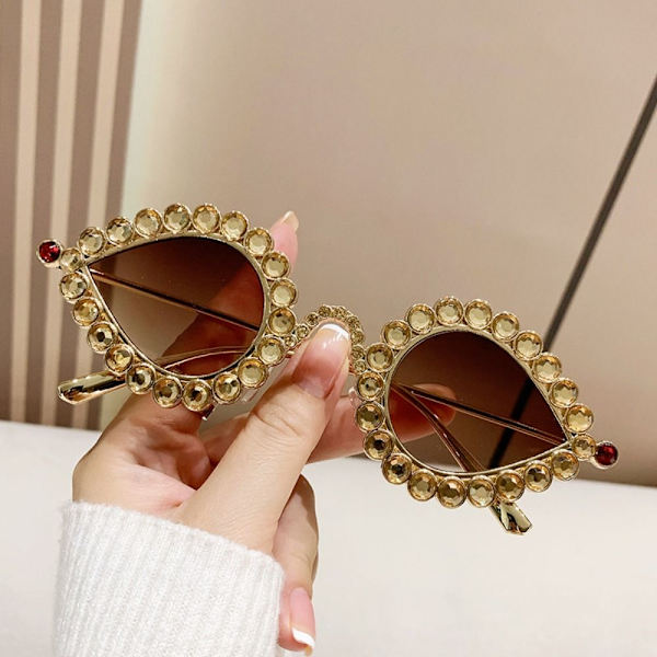 Rhinestone Solglasögon Diamond Solglasögon GOLD-TEA GOLD-TEA Gold-Tea