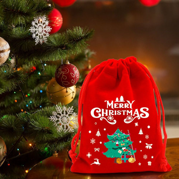 5/10 kpl Christmas Velvet Laukut Candy Snack Lahjakassi 10X16CM10KPL 10x16cm10pcs
