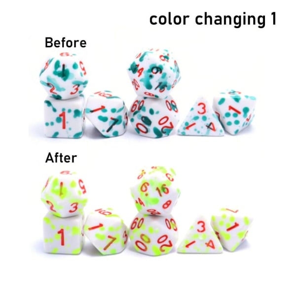 7st/ set DND-tärningar Polyedriska tärningar FÄRG ÄNDRING 1 FÄRG color changing 1