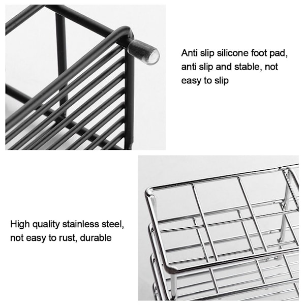 Tandbørsteholder Opbevaringsstativ SORT 6 GRID black