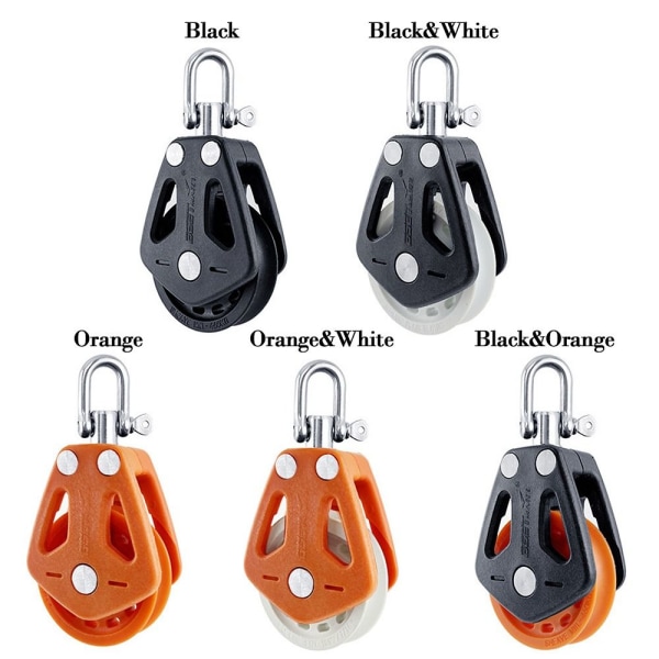 Rustfritt stål Remskive Enkelthjul Svingbar SVART&ORANSJE Black&Orange