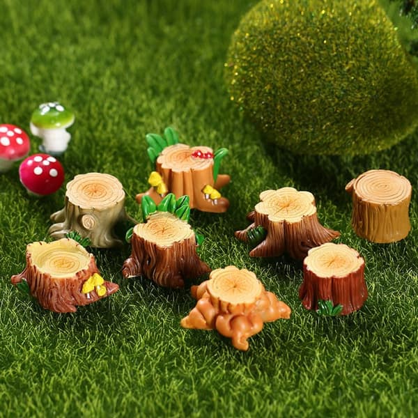 6 stk Træstub Ornament Moss Micro Landscape 7 7 7