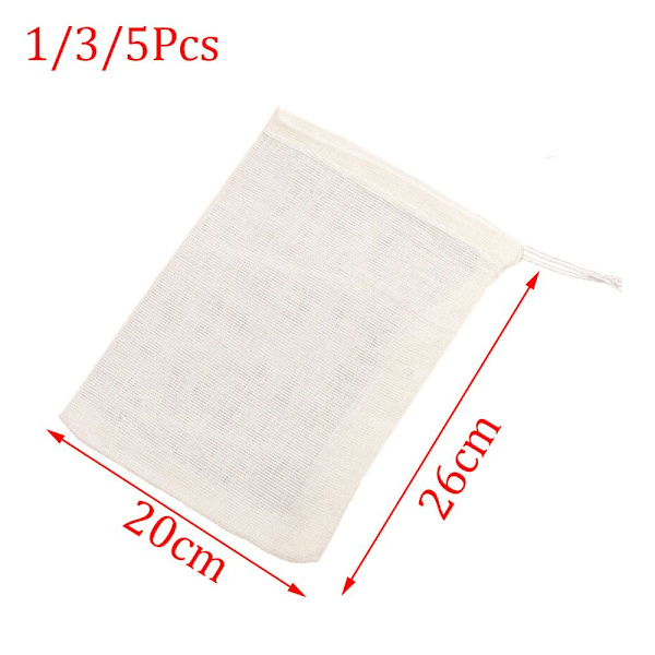 1/3/5 stk Bomuldsfilterpose Si Strainer Mesh Nøddemælk 1 stk