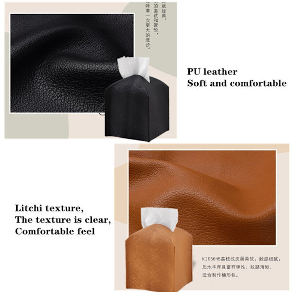 PU Læder Tissue Box SORT black