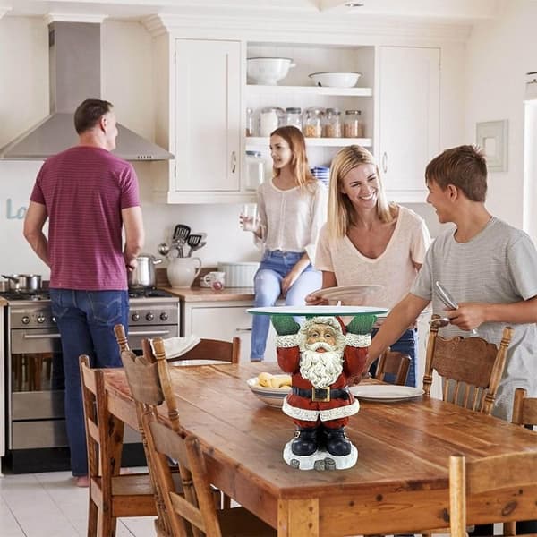 Snacksbricka Ställ Tomte Skulptur Dessert