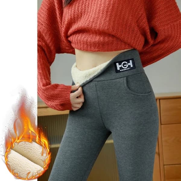 Fleeceforede Leggings Vinter Leggings LYSEGRÅ L Light Grey L