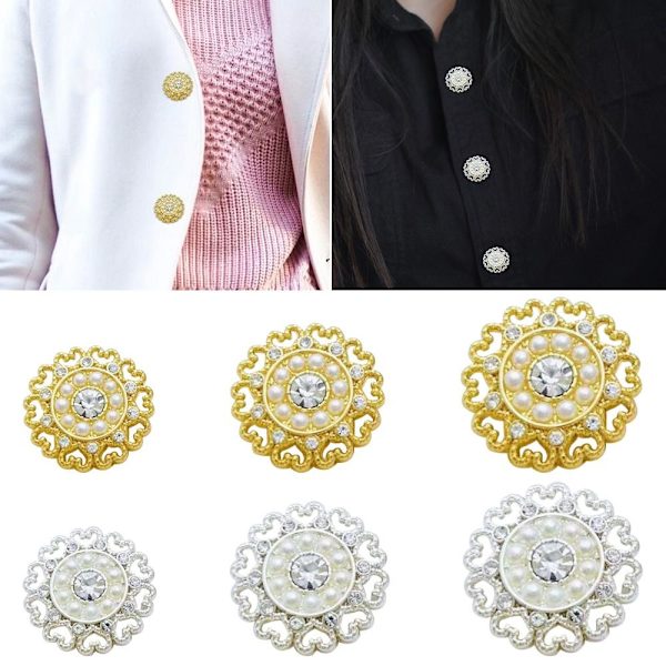 10st Love Heart Rhinestone Buttons Skjorta Knappar GULD 23MM gold 23MM