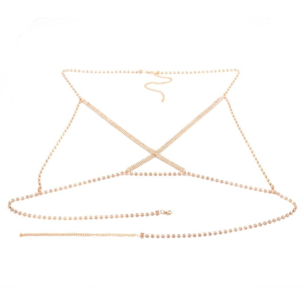 Krystall brystbrakett Kjede Body Chain GULL gold