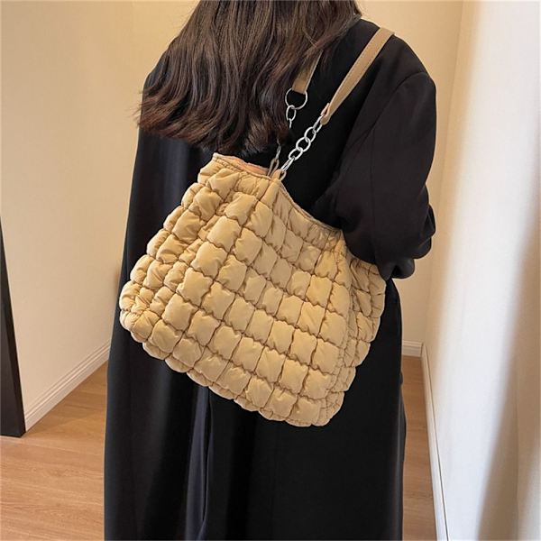 Axelväskor Quiltad tygväska KHAKI khaki