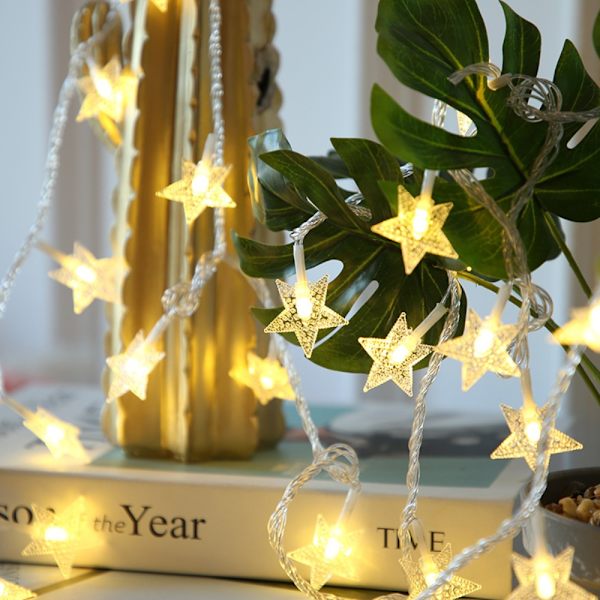 Star Moon String Lights Fairy Lights LÄMPIMÄN VALKOINEN TÄHTI VILKKUVAT Warm White Star Flashing-Star Flashing